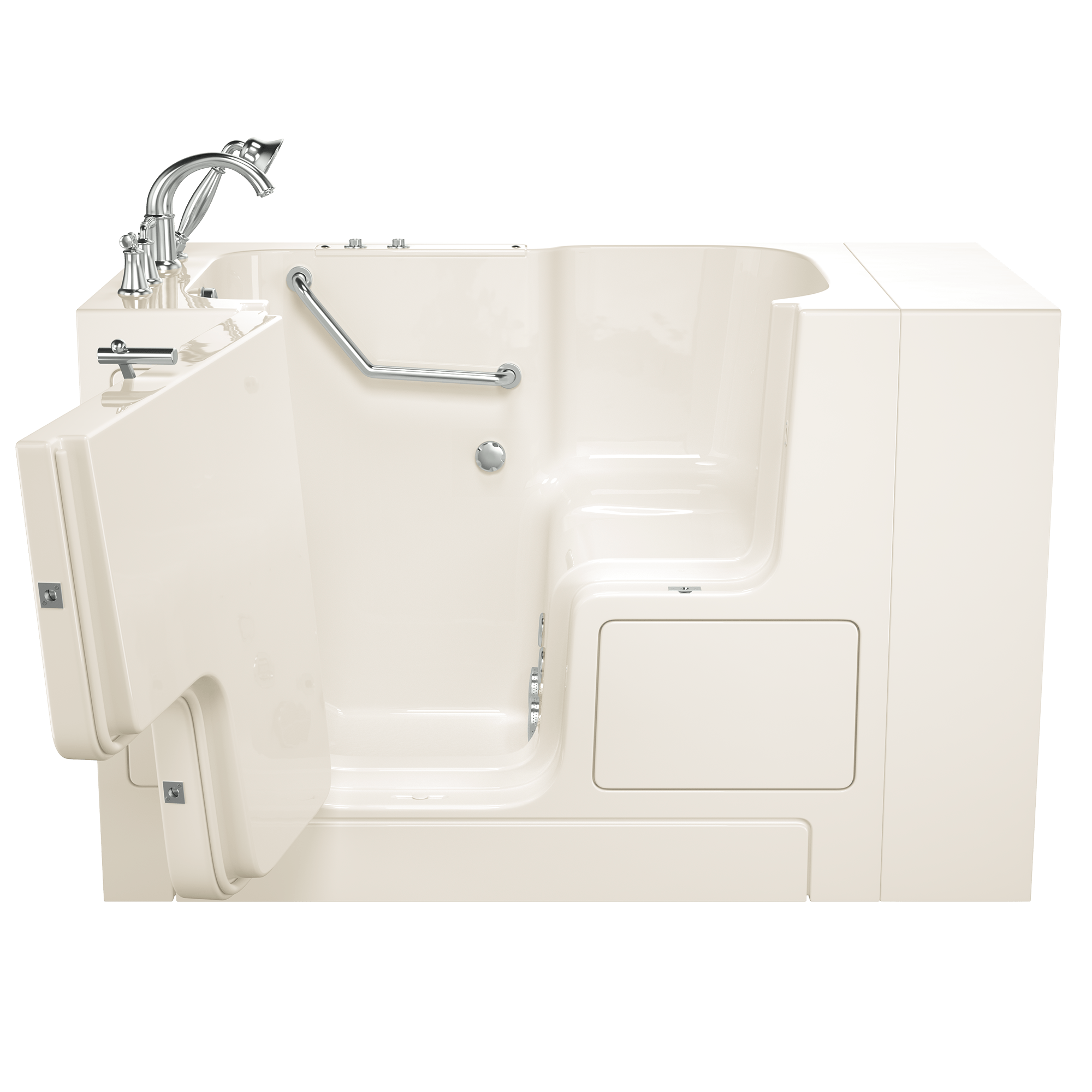Gelcoat Value Series 32 x 52  Inch Walk in Tub With Whirlpool System   Left Hand Drain With Faucet WIB LINEN